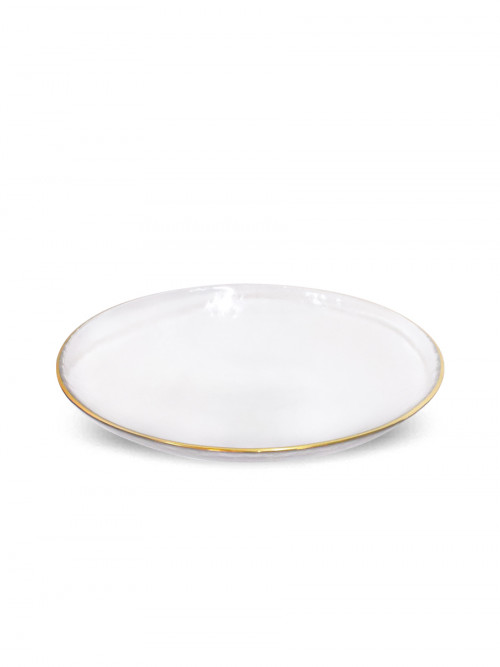 Glass dish with golden edges Size: 22 cm