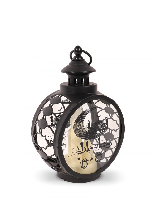 Ramadan Mubarak Design Candle Lantern/Black Round 10*17*26cm