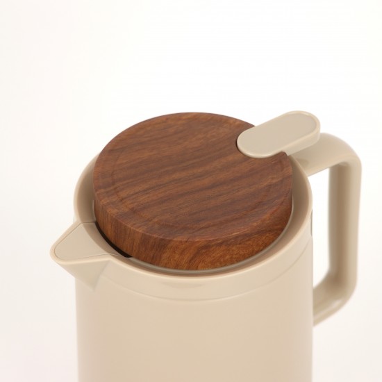 Stylish wooden design thermos - beige - 1.6 litre capacity