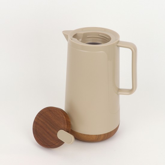 Stylish wooden design thermos - beige - 1.6 litre capacity