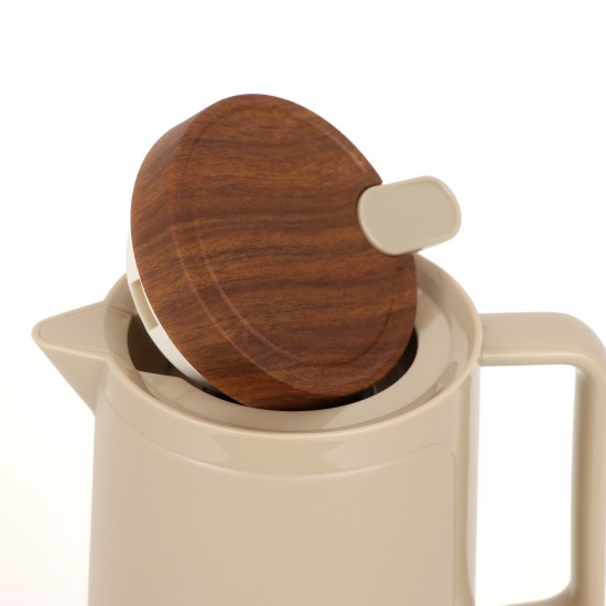 Stylish wooden design thermos - beige - 1.6 litre capacity