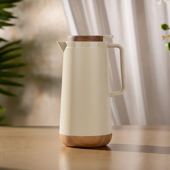 Stylish wooden design thermos - beige - 1.6 litre capacity
