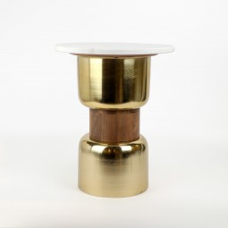 Modern round side table with a natural Indian marble top - 2N2K100001 Modern round side table with a natural Indian marble top - 2N2K100001