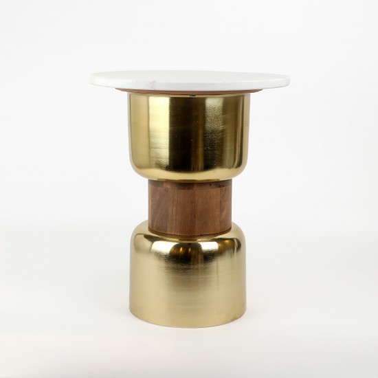 Modern round side table with a natural Indian marble top - 2N2K100001