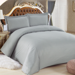 Striped comforter set, light gray, double, 8 pieces