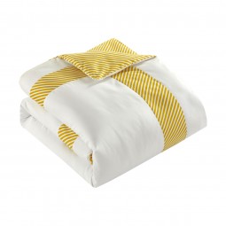 Classic yellow striped comforter set - 6 pieces