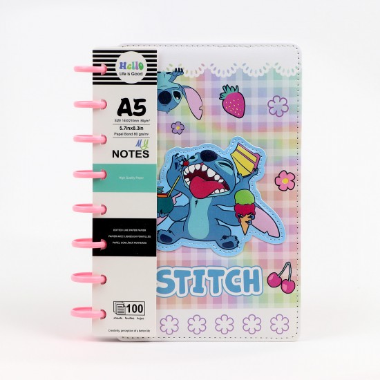 دفتر ملاحظات سلك A5 بتصاميم Stitch – أوراق مسطرة - 2S18A200128