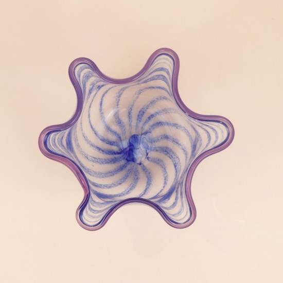 فازة كريستال مخططة باللون الأزرق - 25 × 19 سم - 2M3A200114