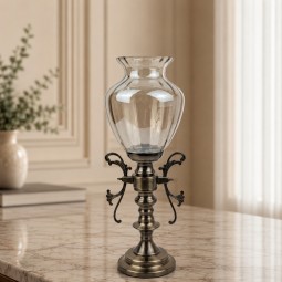 فازة زجاج بقاعدة معدنية -49 ×19 سم - 2M3 A 200276 فازة زجاج بقاعدة معدنية -49 ×19 سم - 2M3 A 200276