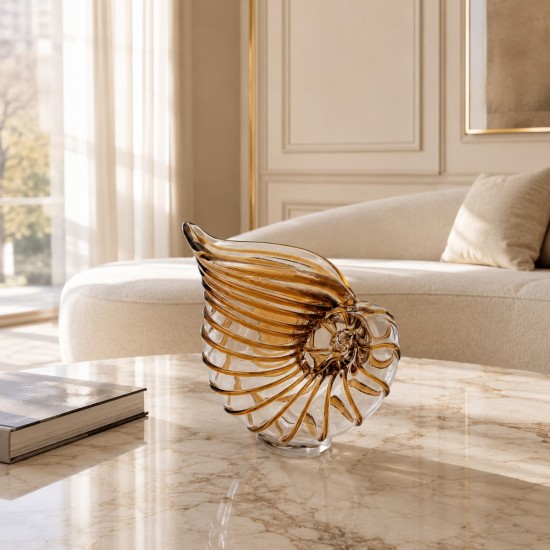 فازة زجاجية مستوحى من جمال الصدفة البحرية -21×10×21 سم - 2M3A200095