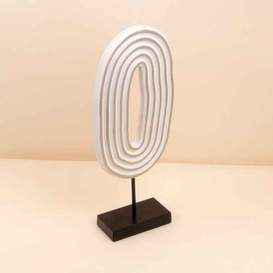 White oval geometric design decorative piece with a black base - 20 x 8 x 46.5 cm - 2M3D1900246