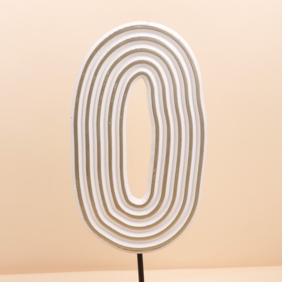 White oval geometric design decorative piece with a black base - 20 x 8 x 46.5 cm - 2M3D1900246
