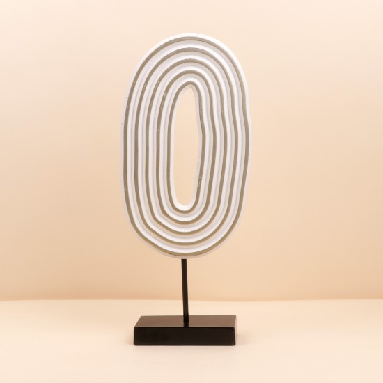 White oval geometric design decorative piece with a black base - 20 x 8 x 46.5 cm - 2M3D1900246