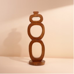 شمعدان خشبي ديكوري بتصميم هندسي عصري  - 20×16×59 سم - 2M3D1900223