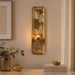 شمعدان جداري فاخر بتصميم هندسي – ذهبي - 14 × 12 × 50 سم -2M3D1900291A شمعدان جداري فاخر بتصميم هندسي – ذهبي - 14 × 12 × 50 سم -2M3D1900291A
