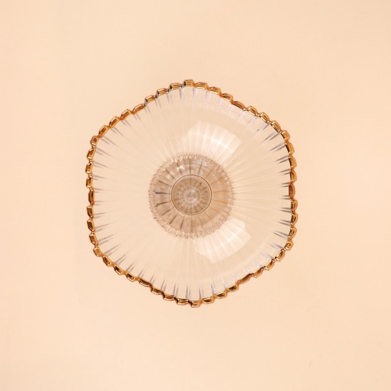 صحن تقديم  كرستال  بحواف ذهبية - 20.2×14.5سم - 2M1M200554