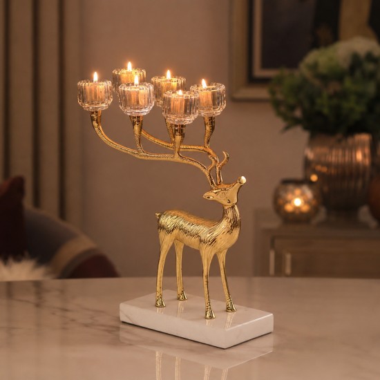 Golden Deer-Shaped Candlestick - 20*11.5*24cm - 2M3C100131
