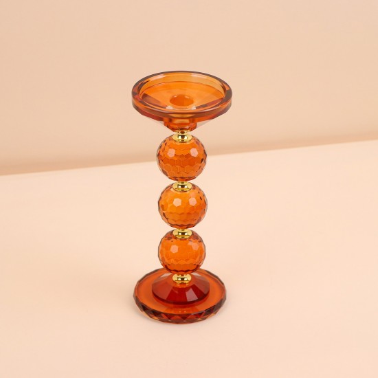 Crystal decorative candlestick, honey color - 9.8*24cm - 2M3C300084