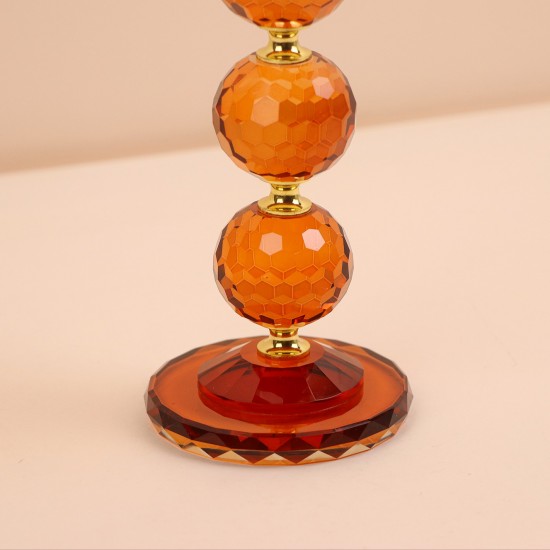 Crystal decorative candlestick, honey color - 9.8*24cm - 2M3C300084