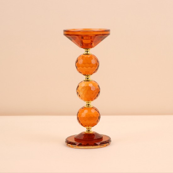 Crystal decorative candlestick, honey color - 9.8*24cm - 2M3C300084