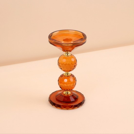 Crystal decorative candlestick, honey color - 9.5*18cm - 2M3C300085