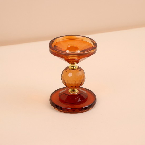 Crystal decorative candlestick, honey color - 9.5*24cm - 2M3C300086
