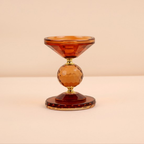 Crystal decorative candlestick, honey color - 9.5*24cm - 2M3C300086