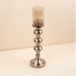 شمعدان معدني بكاس زجاج  -13.5×13.5×52 سم  - 2M3C300116