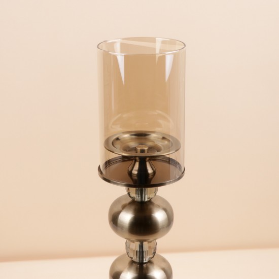 Metal candlestick with glass cup - 13.5×13.5×52 cm - 2M3C300116 Metal candlestick with glass cup - 13.5×13.5×52 cm - 2M3C300116