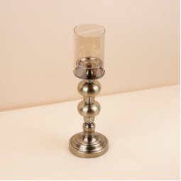 شمعدان معدني بكاس زجاج  -13.5×13.5×44 سم  - 2M3C300117