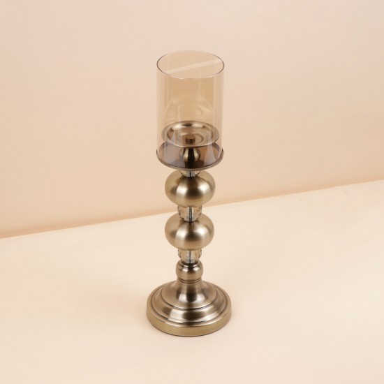 شمعدان معدني بكاس زجاج  -13.5×13.5×44 سم  - 2M3C300117
