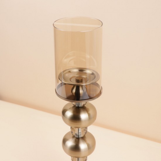 شمعدان معدني بكاس زجاج  -13.5×13.5×44 سم  - 2M3C300117