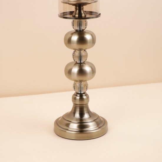 شمعدان معدني بكاس زجاج  -13.5×13.5×44 سم  - 2M3C300117