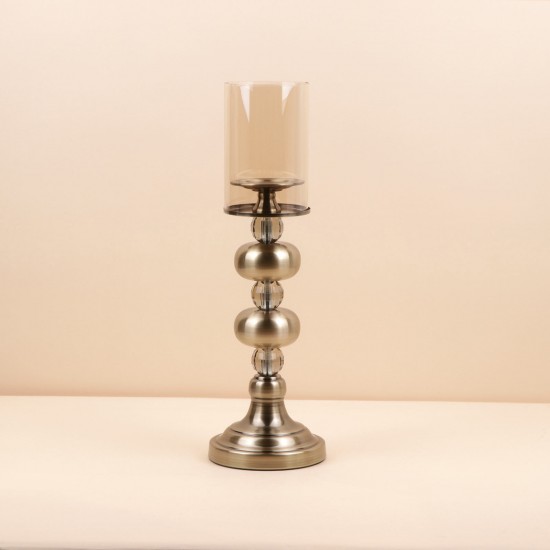 شمعدان معدني بكاس زجاج  -13.5×13.5×44 سم  - 2M3C300117