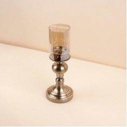 شمعدان معدني بكاس زجاج  -13.5×13.5×36 سم  - 2M3C300118