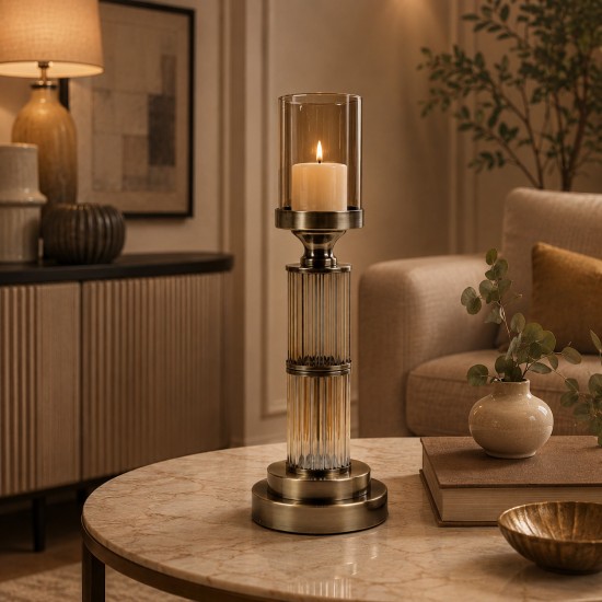 Uniquely designed candlestick - 12.5 x 12.5 x 39 cm - 2M3C300121