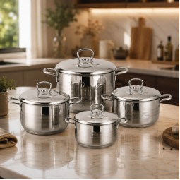 طقم قدور ستانلس ستيل بتصميم عصري - 8 قطع -2S1AA300345