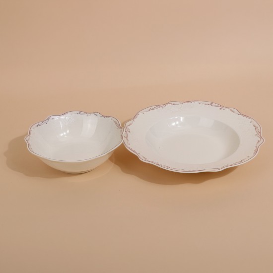 طقم سفرة بورسلان بتصميم عصري - 24 قطعة - 2S1MM100285