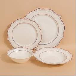 طقم سفرة بورسلان بتصميم عصري - 24 قطعة - 2S1MM100286