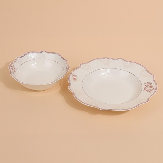 طقم سفرة بورسلان بتصميم عصري - 24 قطعة - 2S1MM100287