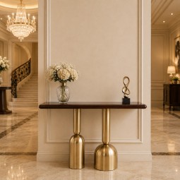 Metal console with a gold finish and wooden top - 119 x 39 x 83 cm - 2A2B100010 Metal console with a gold finish and wooden top - 119 x 39 x 83 cm - 2A2B100010