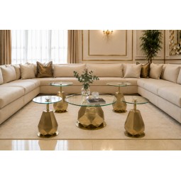 طقم طاولات بسطح زجاج - 5 قطع - 2A2KK200101