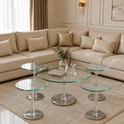 طقم طاولات بسطح زجاج - 5 قطع - 2A2KK400080 طقم طاولات بسطح زجاج - 5 قطع - 2A2KK400080