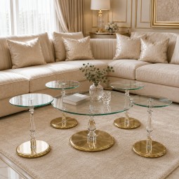 طقم طاولات كنب  بسطح زجاج - 5 قطع - 2A2KK400081