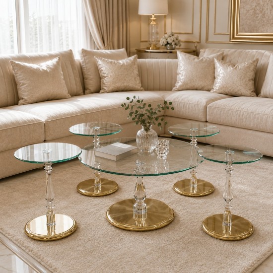 طقم طاولات كنب بسطح زجاج - 5 قطع - 2A2KK400081 طقم طاولات كنب بسطح زجاج - 5 قطع - 2A2KK400081