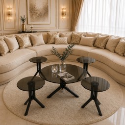 طقم طاولات  كنب بسطح زجاج - 5 قطع - 2A2KK500011