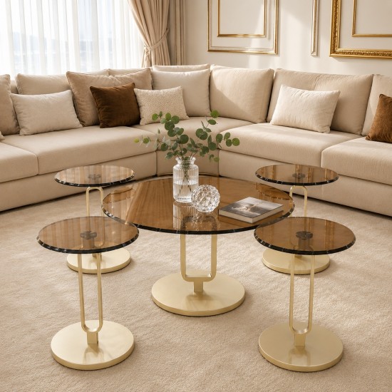 Sofa table set with glass top - 5 pieces - 2A2KK500014 Sofa table set with glass top - 5 pieces - 2A2KK500014