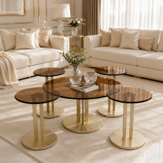 Sofa table set with glass top - 5 pieces - 2A2KK500016