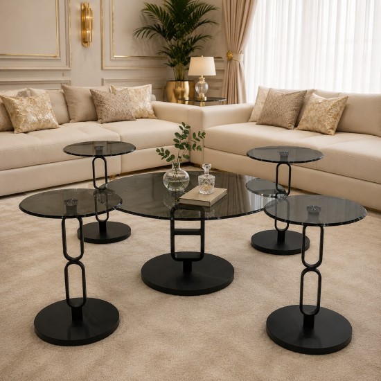 Sofa table set with glass top - 5 pieces - 2A2KK500019