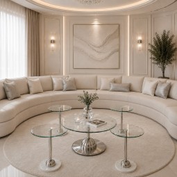 طقم طاولات كنب بسطح زجاج - 5 قطع - 2A2KK500084
